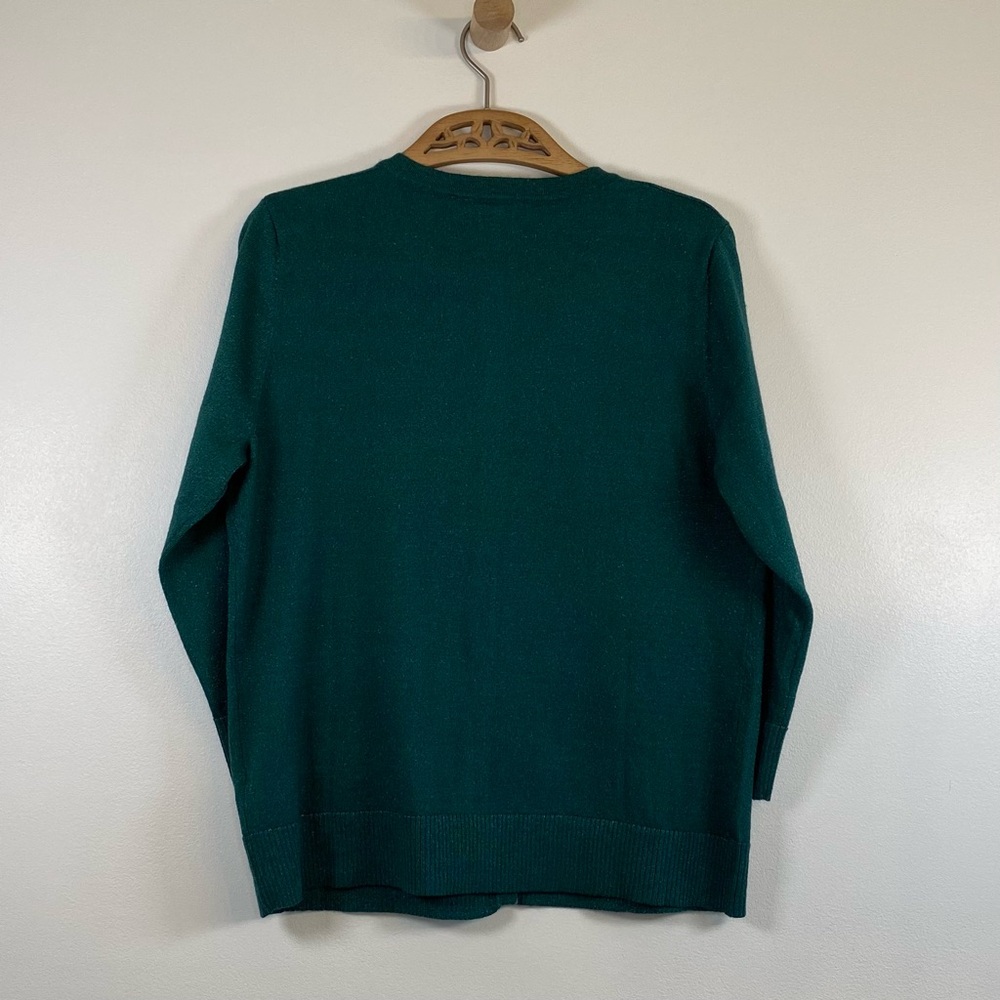 NWT Berkley Jensen Women’s XL Green Lurex Cardigan - Picture 5 of 10